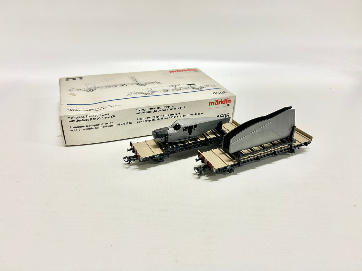 Märklin 4509 Wagen-Set 2 Flugzeugtransportwagen mit Junkers F-13 AC H0