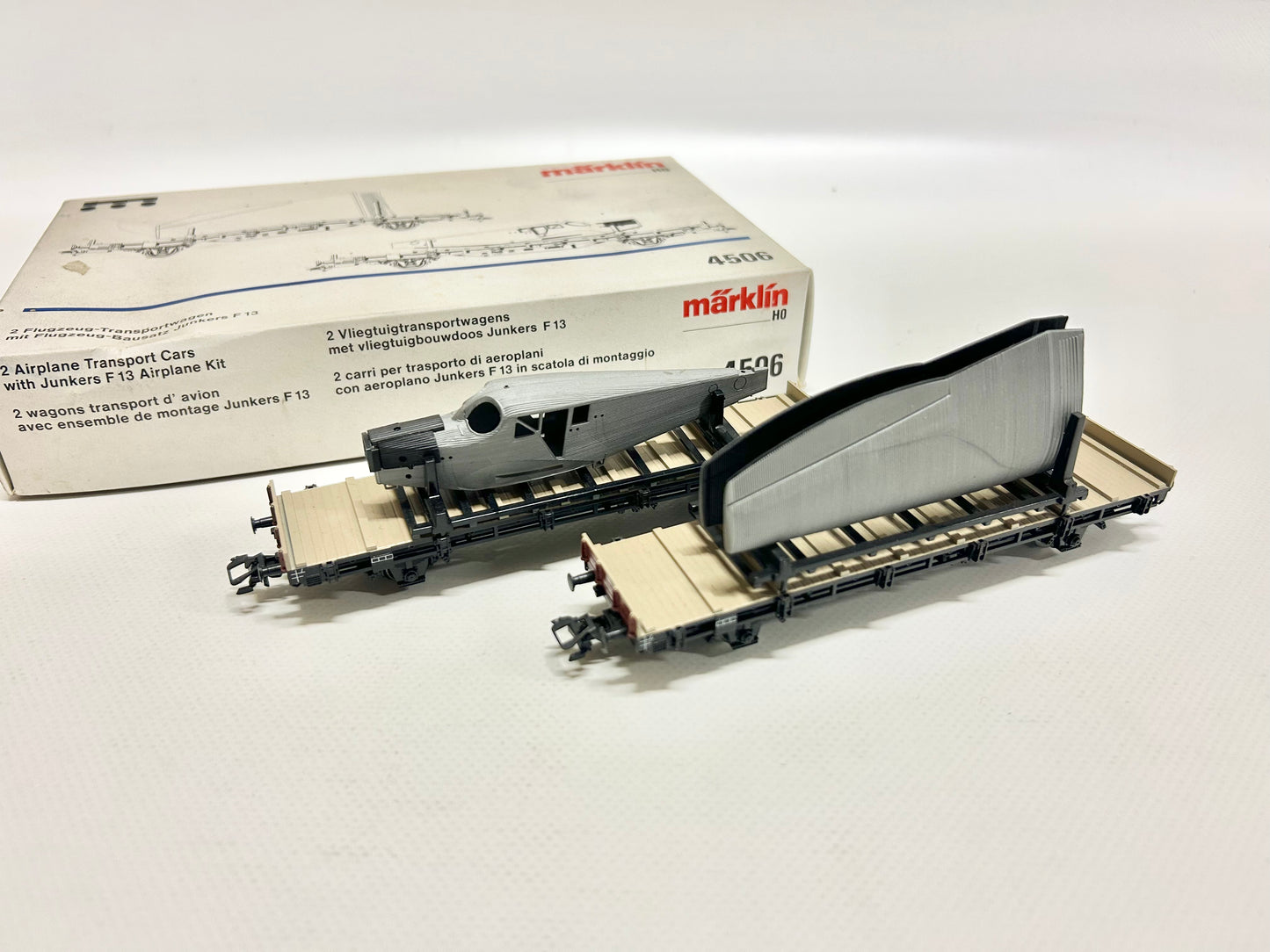 Märklin 4509 Wagen-Set 2 Flugzeugtransportwagen mit Junkers F-13 AC H0