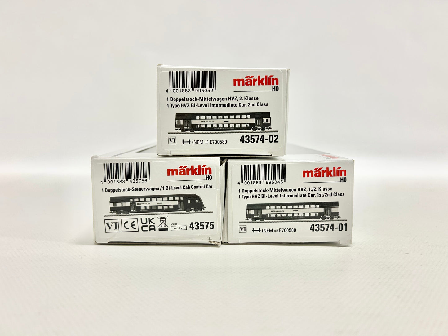 Märklin 43574-01/02, 43575 SBB Doppelstockwagen, H0, OVP, TOP