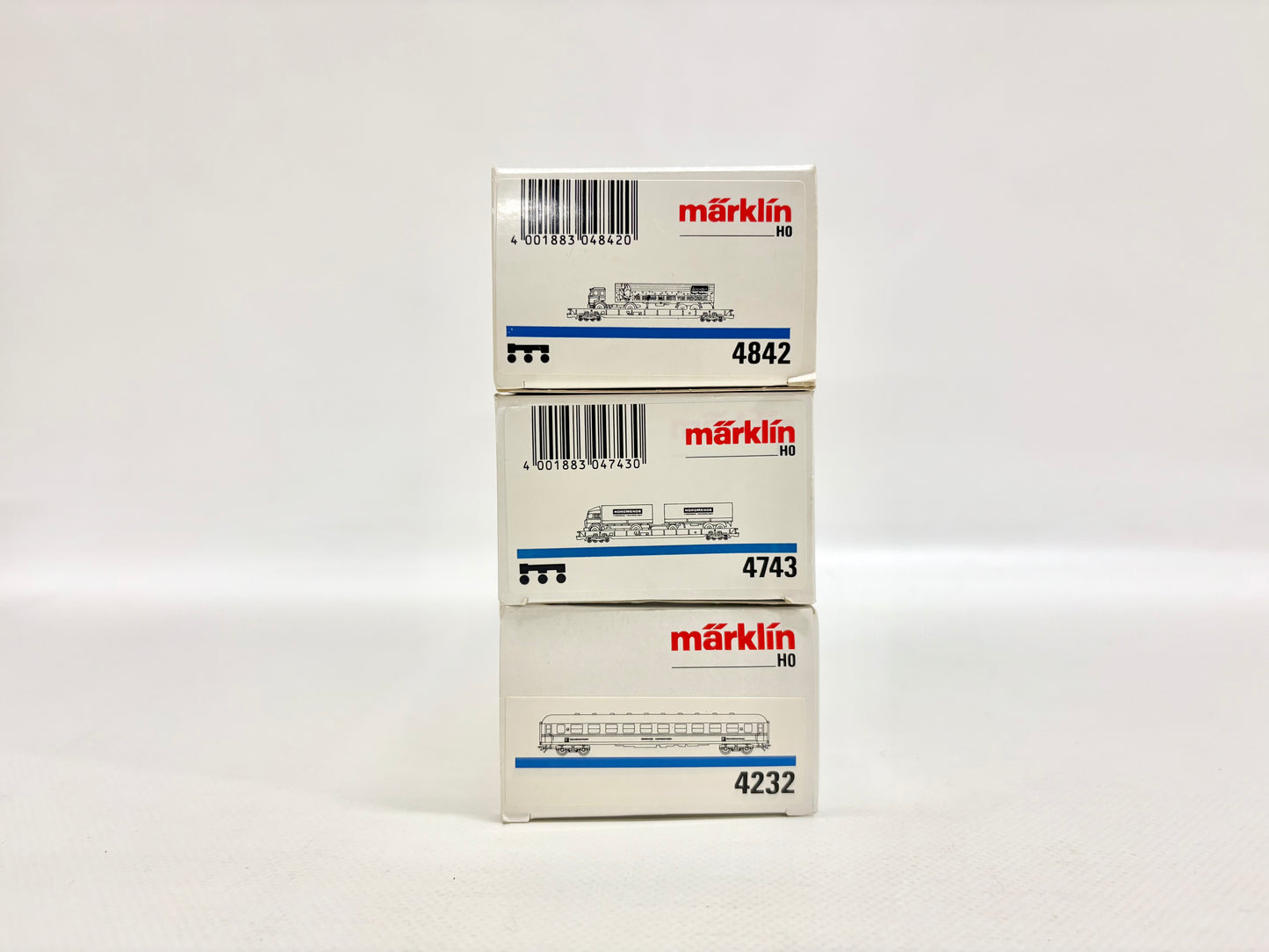 Märklin 4842 4743 4232 "Rollende Landstraße" Güter- & Personenwagen DB AC H0