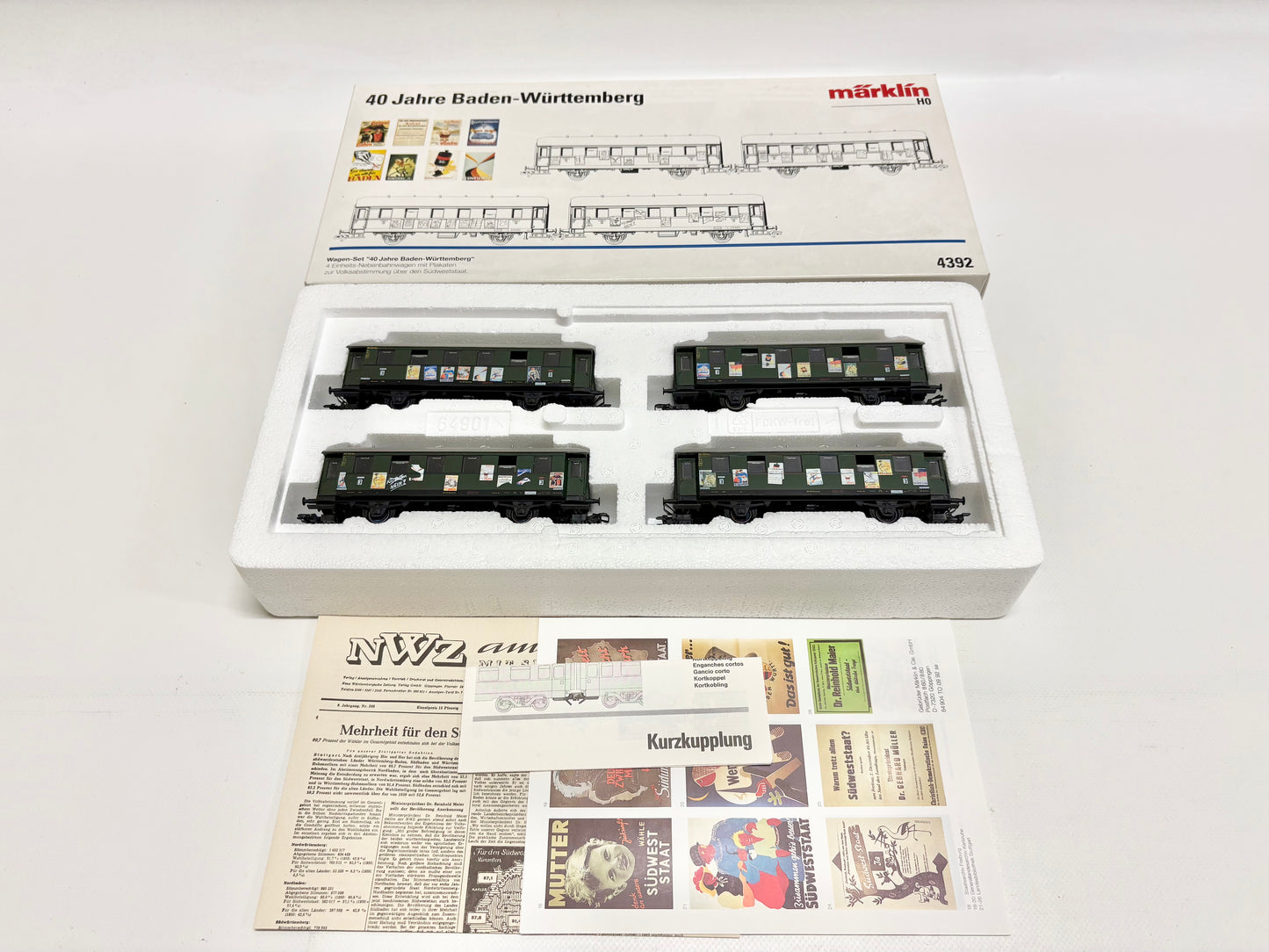 Märklin 4392 Wagen-Set Personenwagen "40 Jahre Baden-Württemberg" DB AC H0