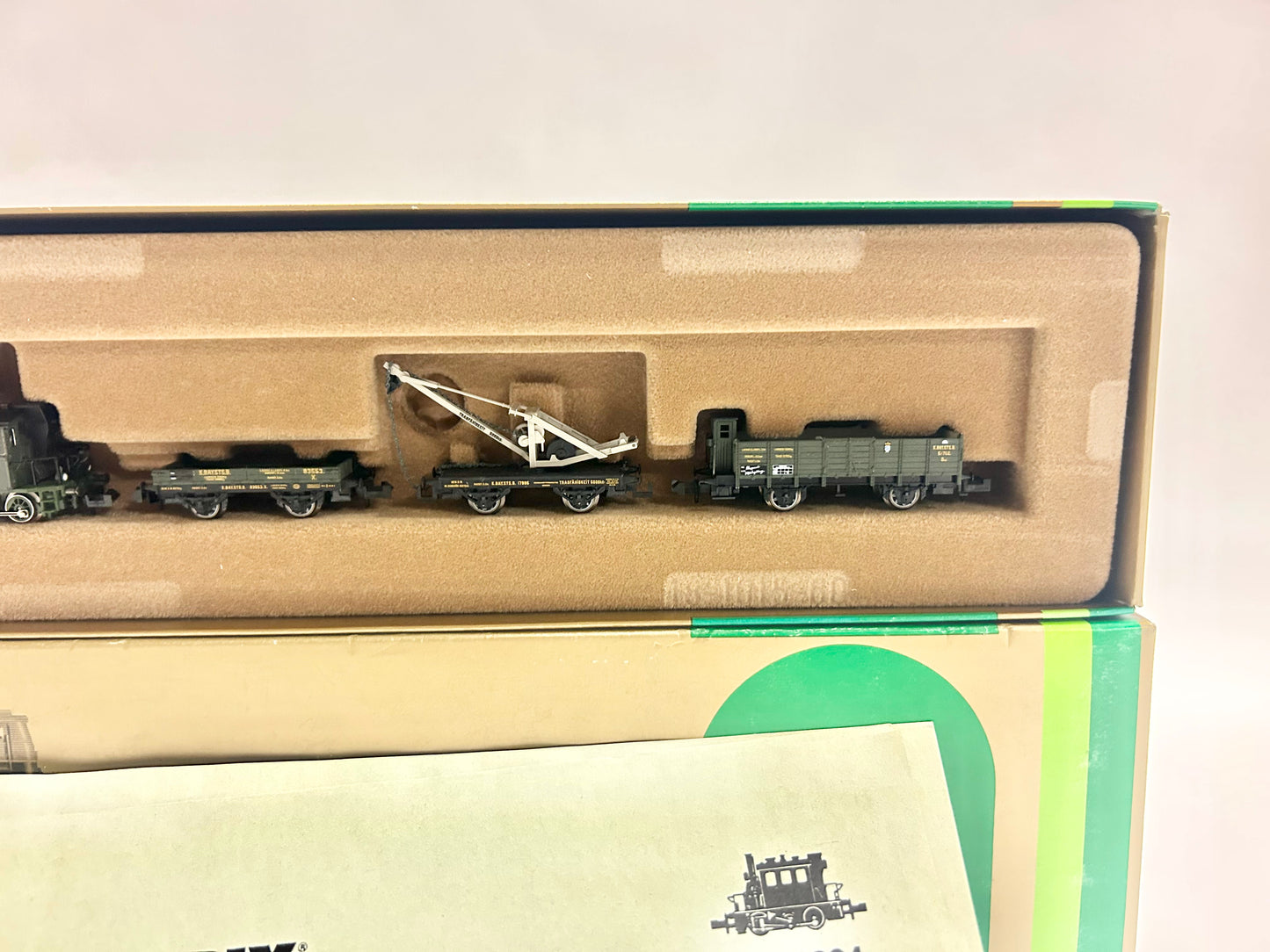 Minitrix 11015 Track Construction Train with Steam Locomotive Glass Box N Gauge