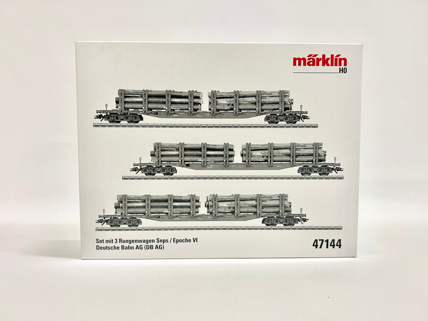 Märklin 47144 Wagen-Set Rungenwagen Snps mit Holzladung Güterwagen DB AG AC H0