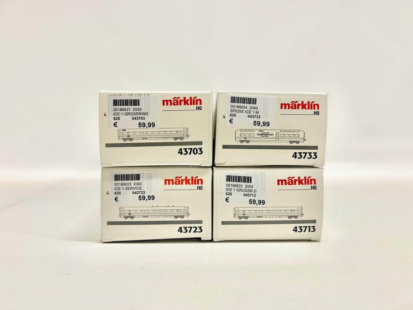 Märklin 43703 43733 43723 43713 4x ICE Schnellzugwagen DB AC H0