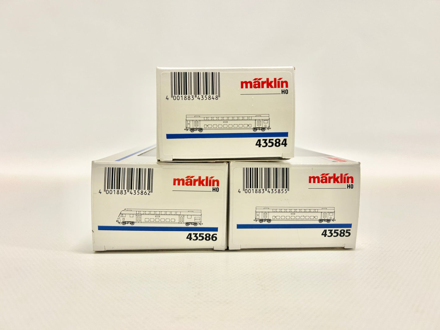 Märklin 43584 43586 43585 3x Doppelstockwagen inkl. Steuerwagen DB AC H0