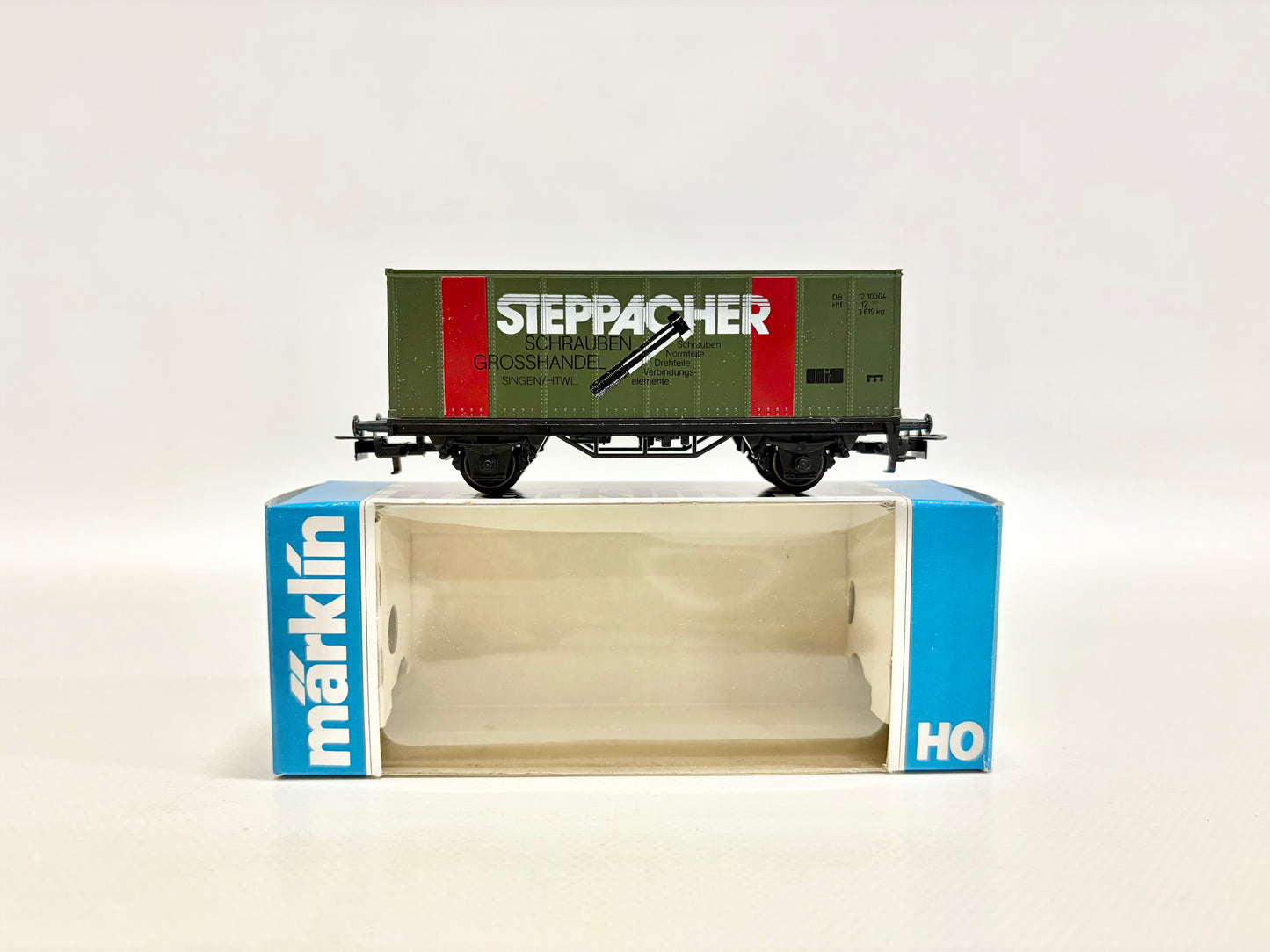Märklin 84481 Werbewagen Containerwagen Steppacher Schraubengroßhandel Singen/Htwl. DB AC H0