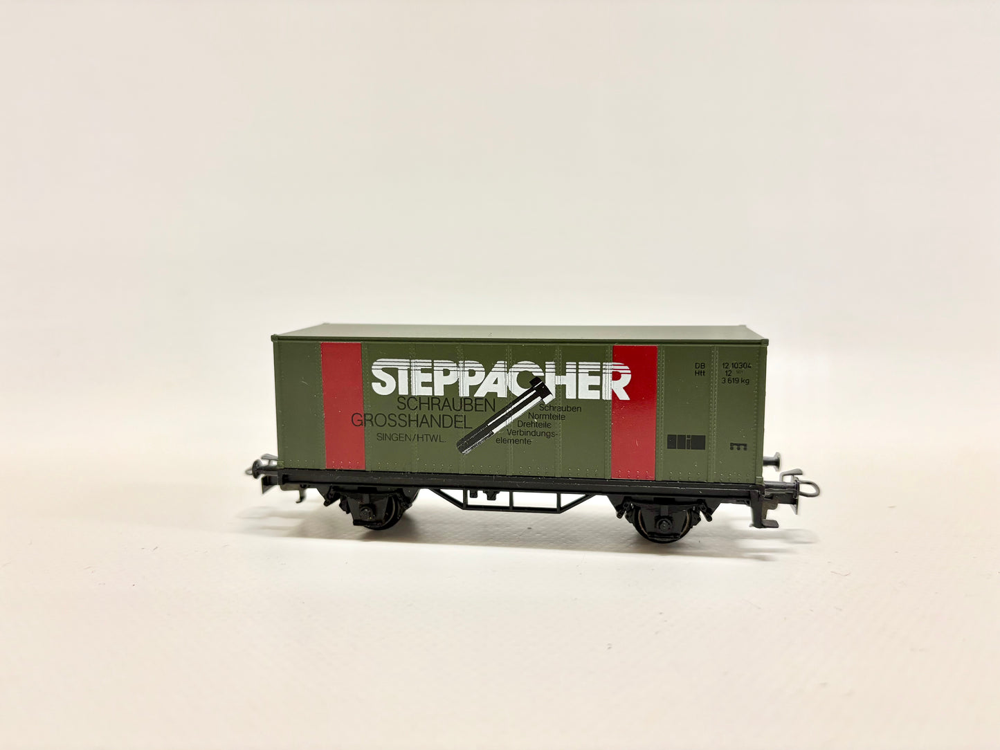 Märklin 84481 Werbewagen Containerwagen Steppacher Schraubengroßhandel Singen/Htwl. DB AC H0