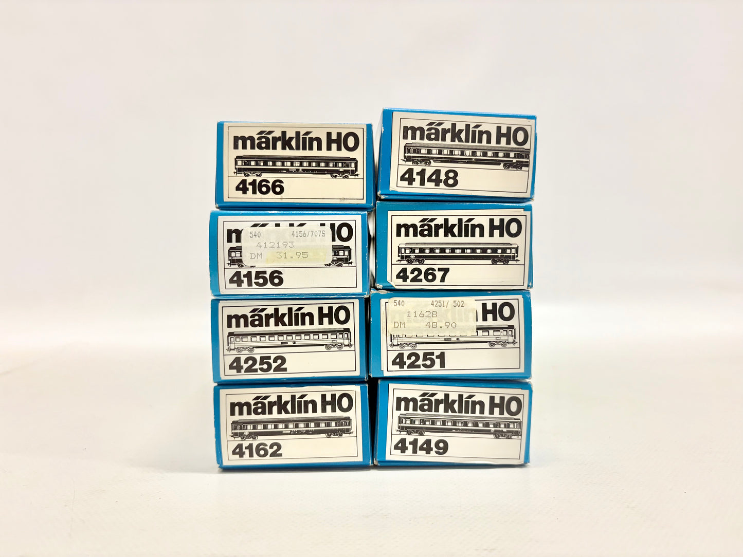 Märklin 4166 4156 4252 4162 4148 4267 4251 4149 Wagen-Set Personenwagen Eurofima AC H0