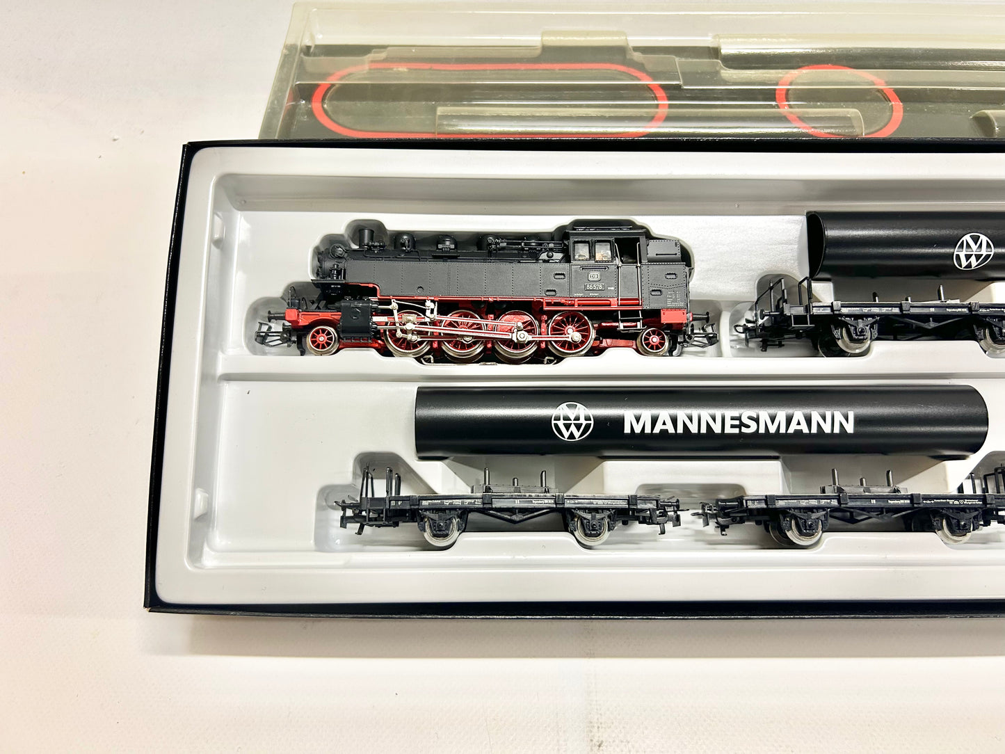 Märklin 2854 Zugpackung Mannesmann-Röhrenzug mit Dampflok Br 86 DB AC H0