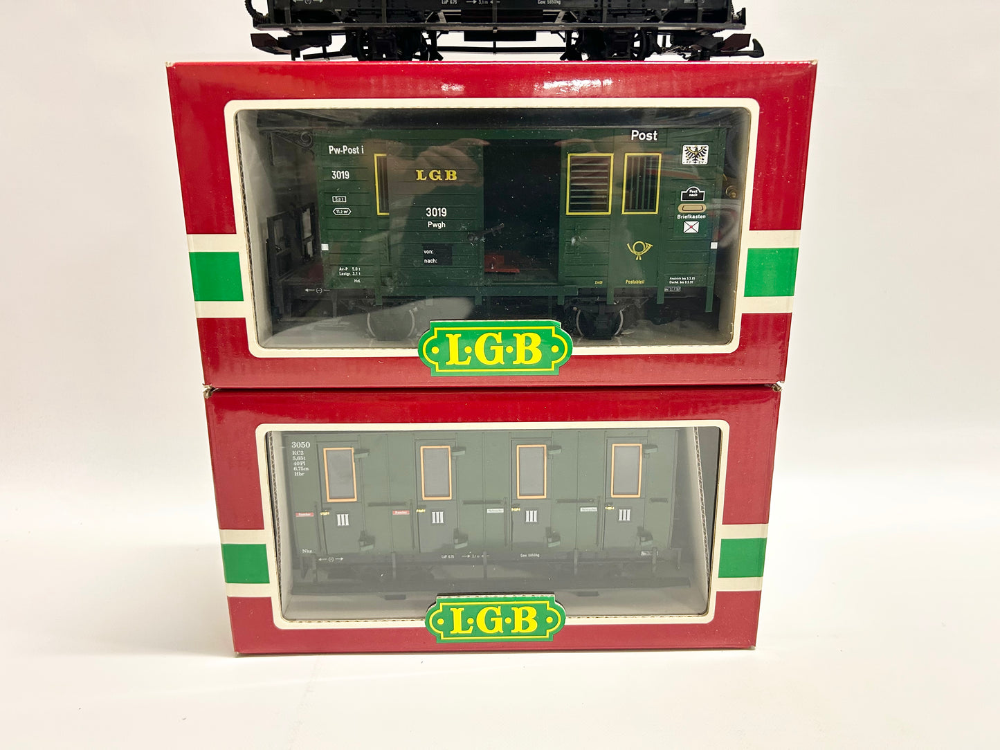 LGB 3019 + 2x 3050 Personenwagen mit Gepäckwagen Abteilwagen Gartenbahn Spur G