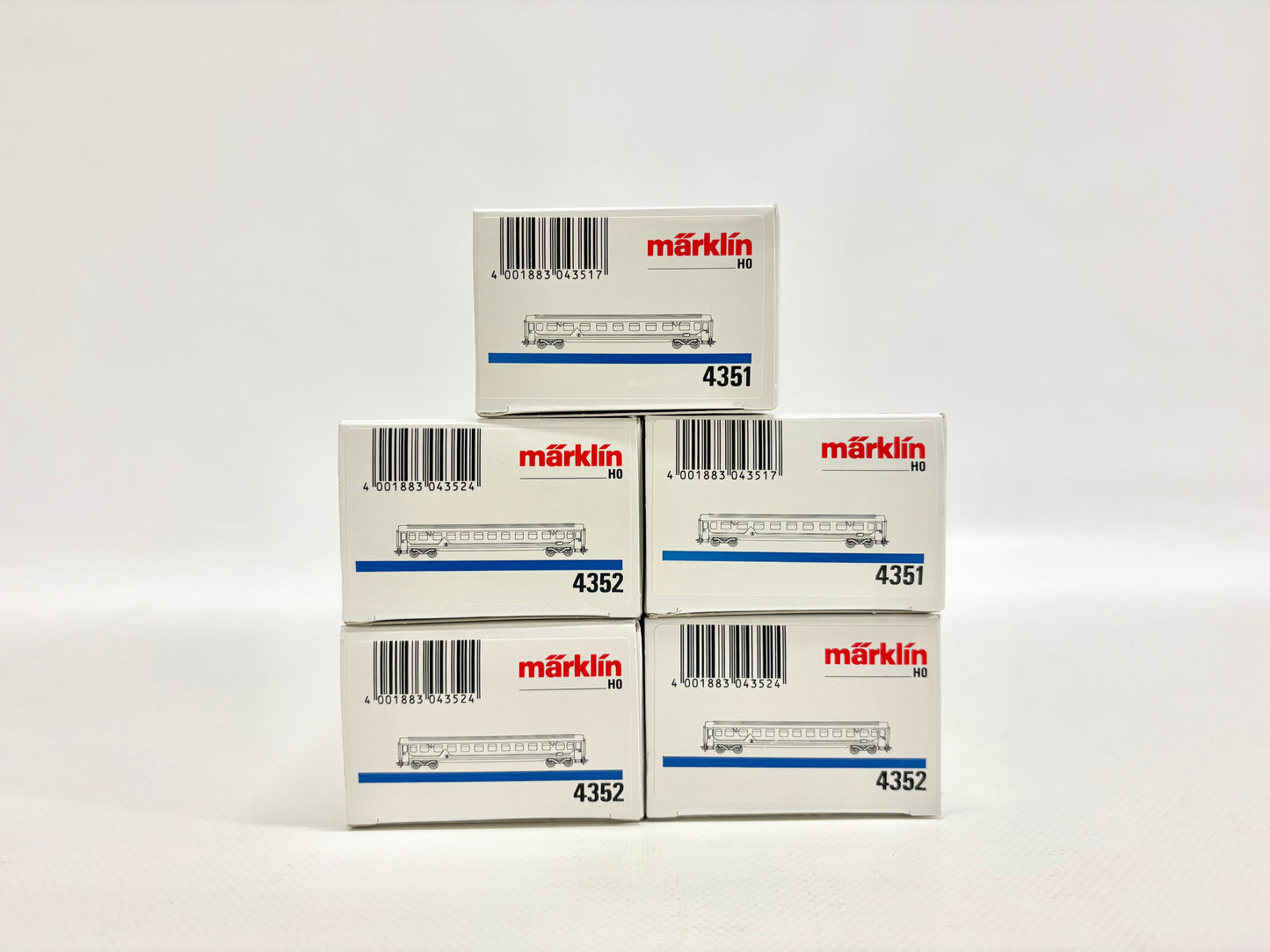 Märklin 4351 4352 5x Belgische Personenwagen SNCB AC H0