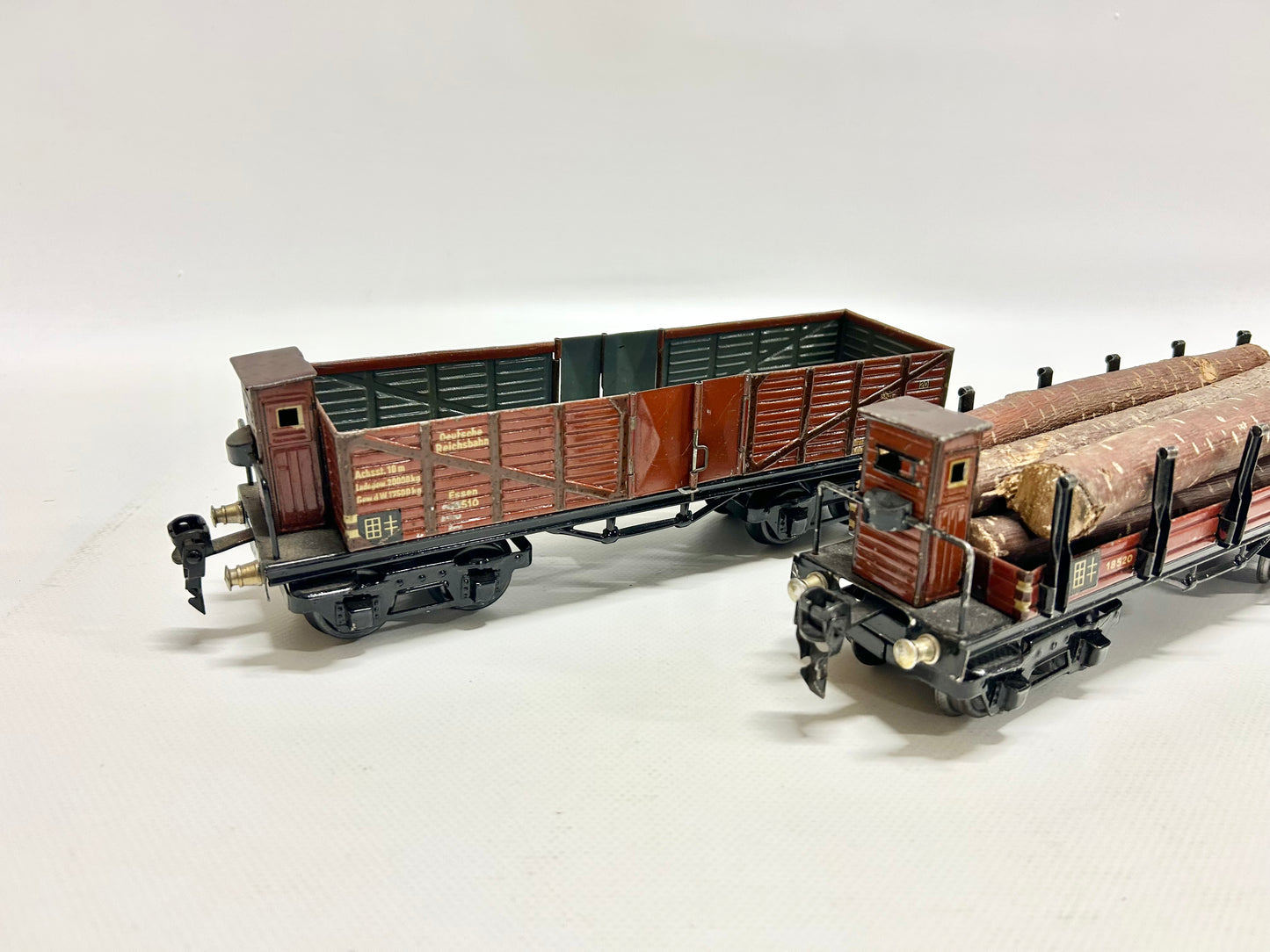 Märklin 18510 & 18520 Offener Güterwagen & Rungenwagen Blechspielzeug DR Spur 0