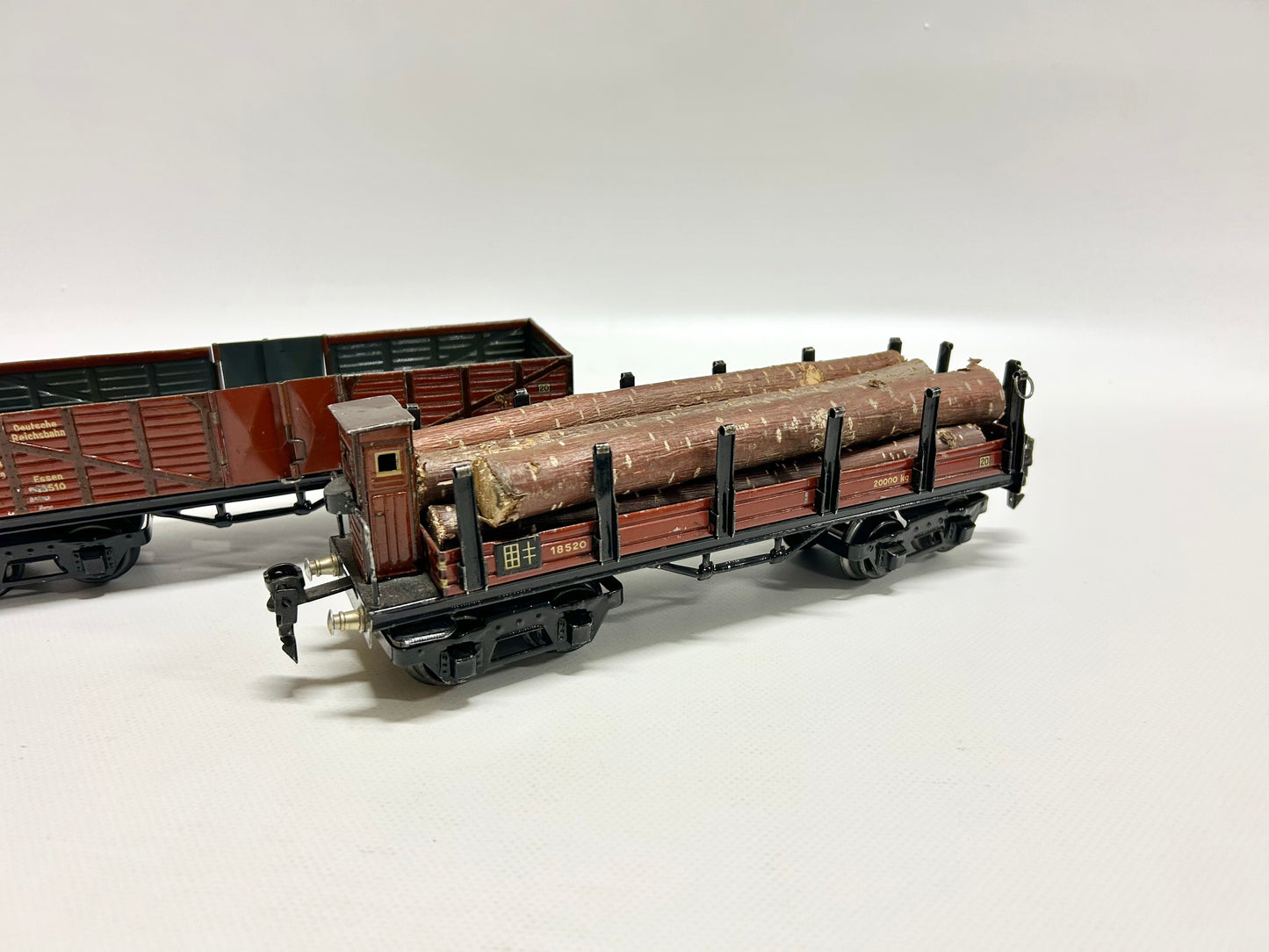 Märklin 18510 & 18520 Offener Güterwagen & Rungenwagen Blechspielzeug DR Spur 0