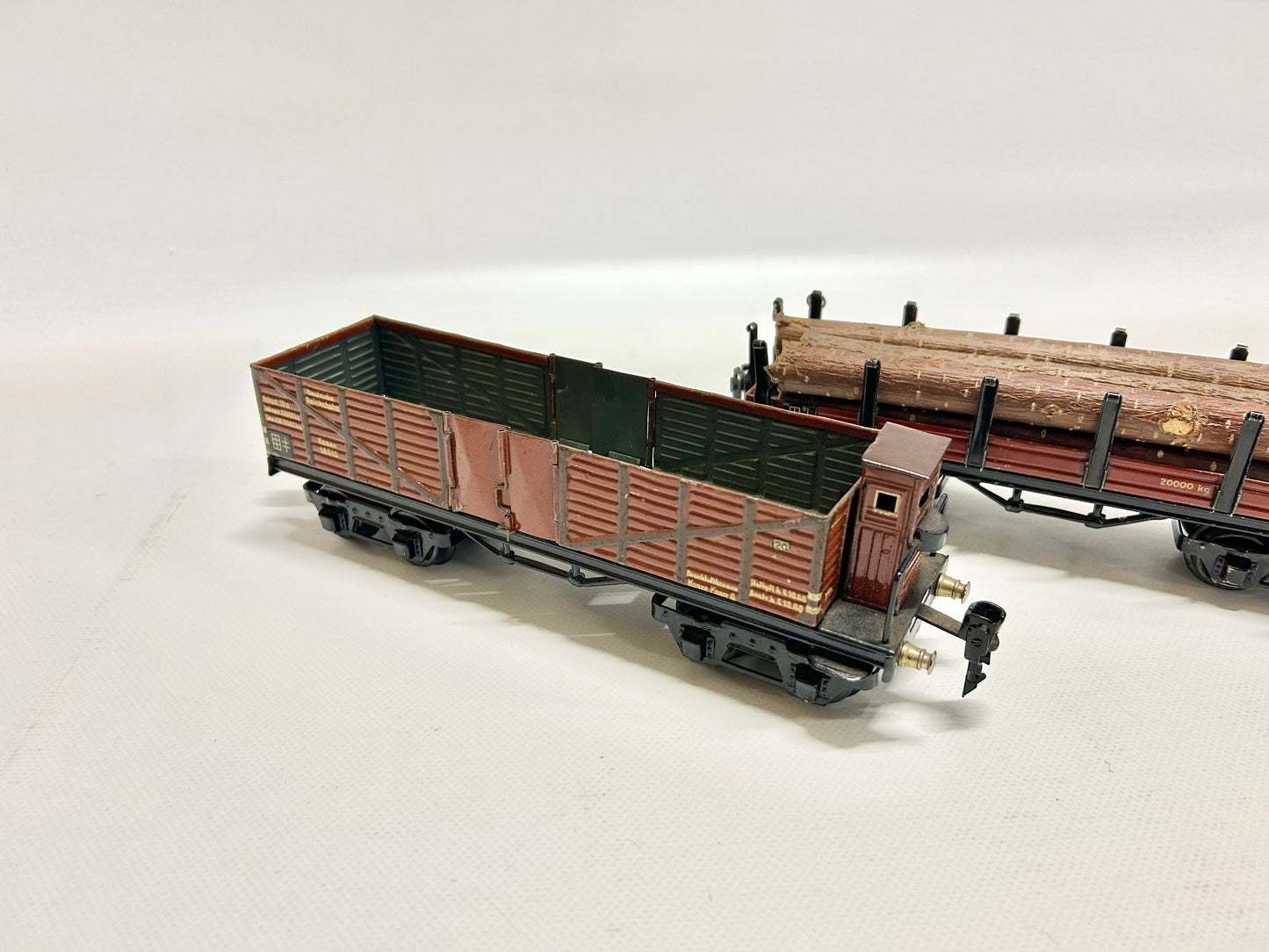 Märklin 18510 & 18520 Offener Güterwagen & Rungenwagen Blechspielzeug DR Spur 0