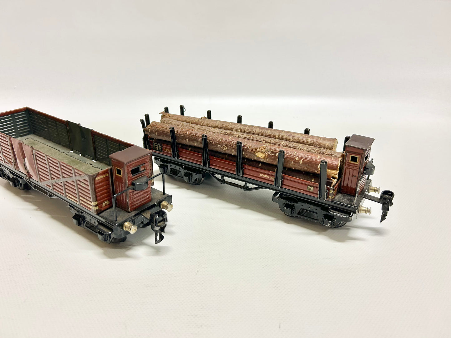 Märklin 18510 & 18520 Offener Güterwagen & Rungenwagen Blechspielzeug DR Spur 0