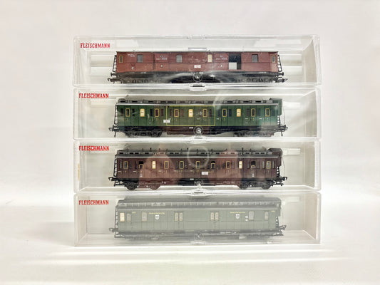 Fleischmann 5800 5801 5802 5903 4x Personenwagen Abeitlwagen K.P.E.V. H0