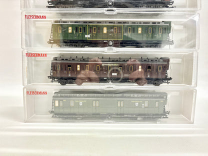 Fleischmann 5800 5801 5802 5903 4x Personenwagen Abeitlwagen K.P.E.V. H0