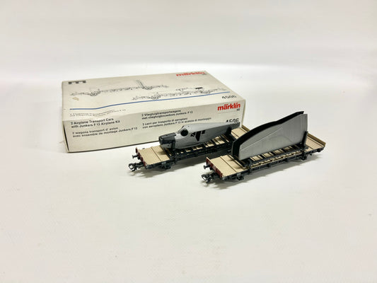 Märklin 4509 Wagen-Set 2 Flugzeugtransportwagen mit Junkers F-13 AC H0