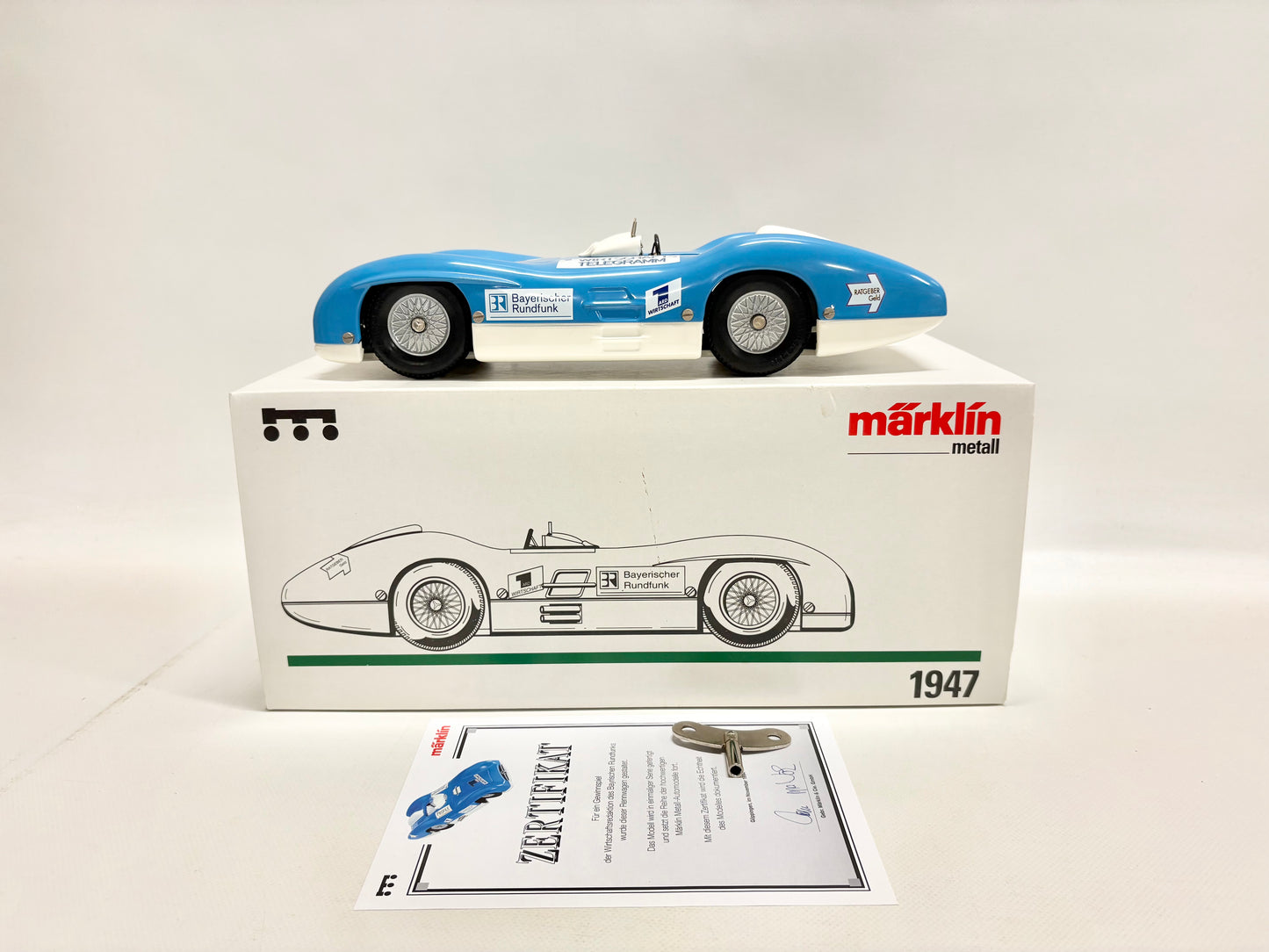 Märklin 1947 Rennwagen Mercedes-Benz W196 mit Uhrwerk Antrieb 1:16