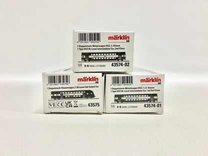 Märklin 43574-01/02, 43575 SBB Doppelstockwagen, H0, OVP, TOP