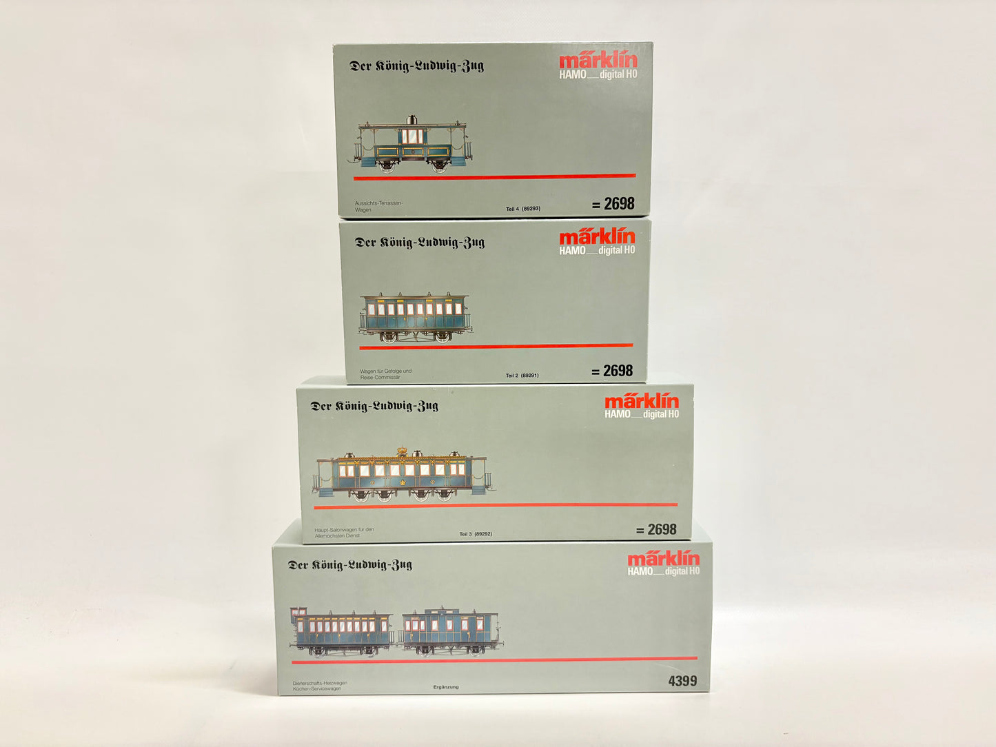 Märklin 4x 2698 HAMO König-Ludwig-Zug Personenwagen DC H0