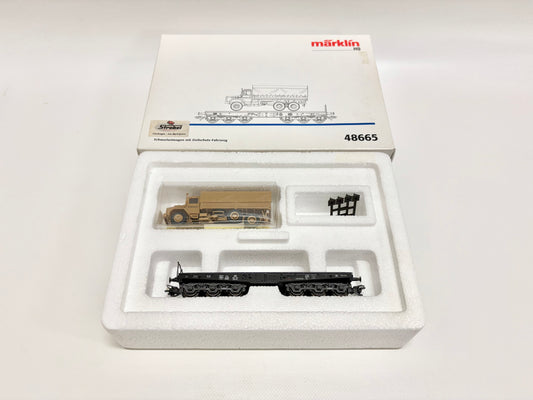 Märklin 48665 Wagen-Set Schwerlastwagen mit Zivilschutz-Fahrzeug DB AC H0