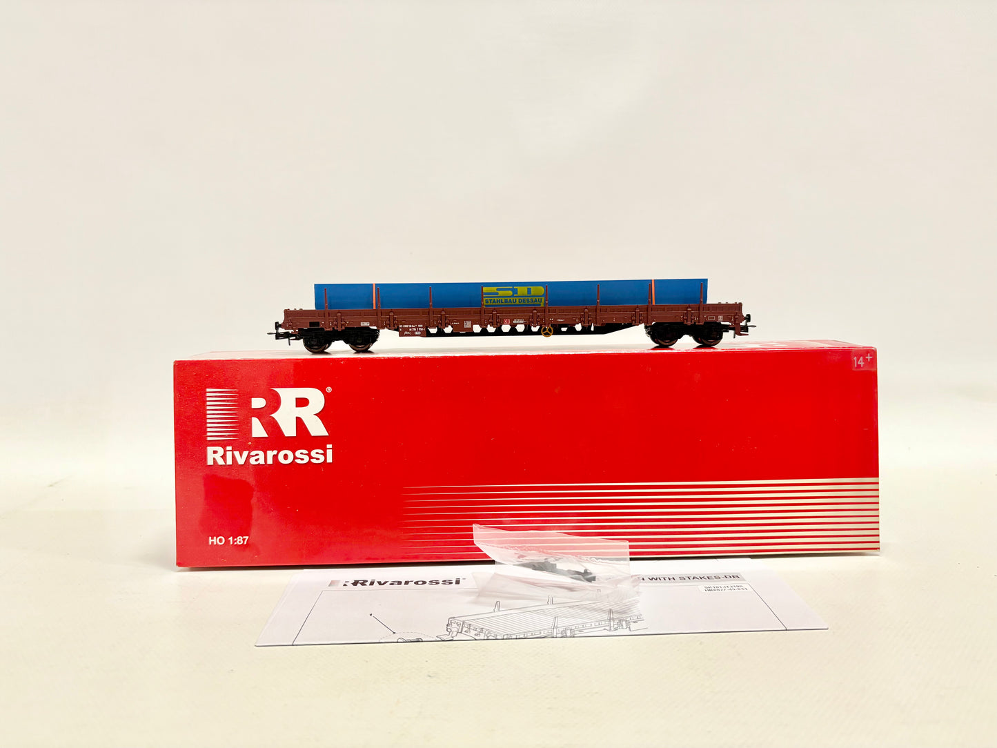 Rivarossi HR6027 Güterwagen Flachwagen mit Rungen DB H0