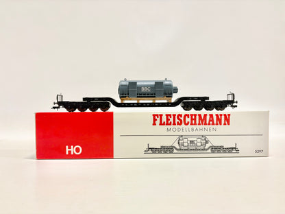 Fleischmann 5297 Güterwagen Tiefladewagen mit Generator DB DC H0