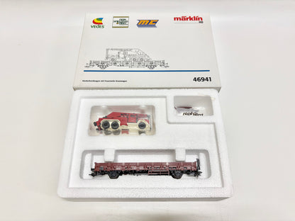 Märklin 46941 Wagen-Set Niederbordwagen mit Feuerwehr-Kranwagen DB AC H0