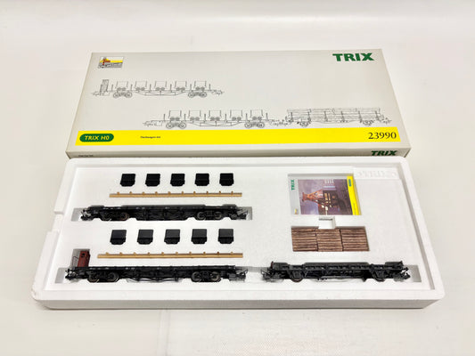Trix 23990 Wagen-Set Flachwagen Kohle und Energie DB H0