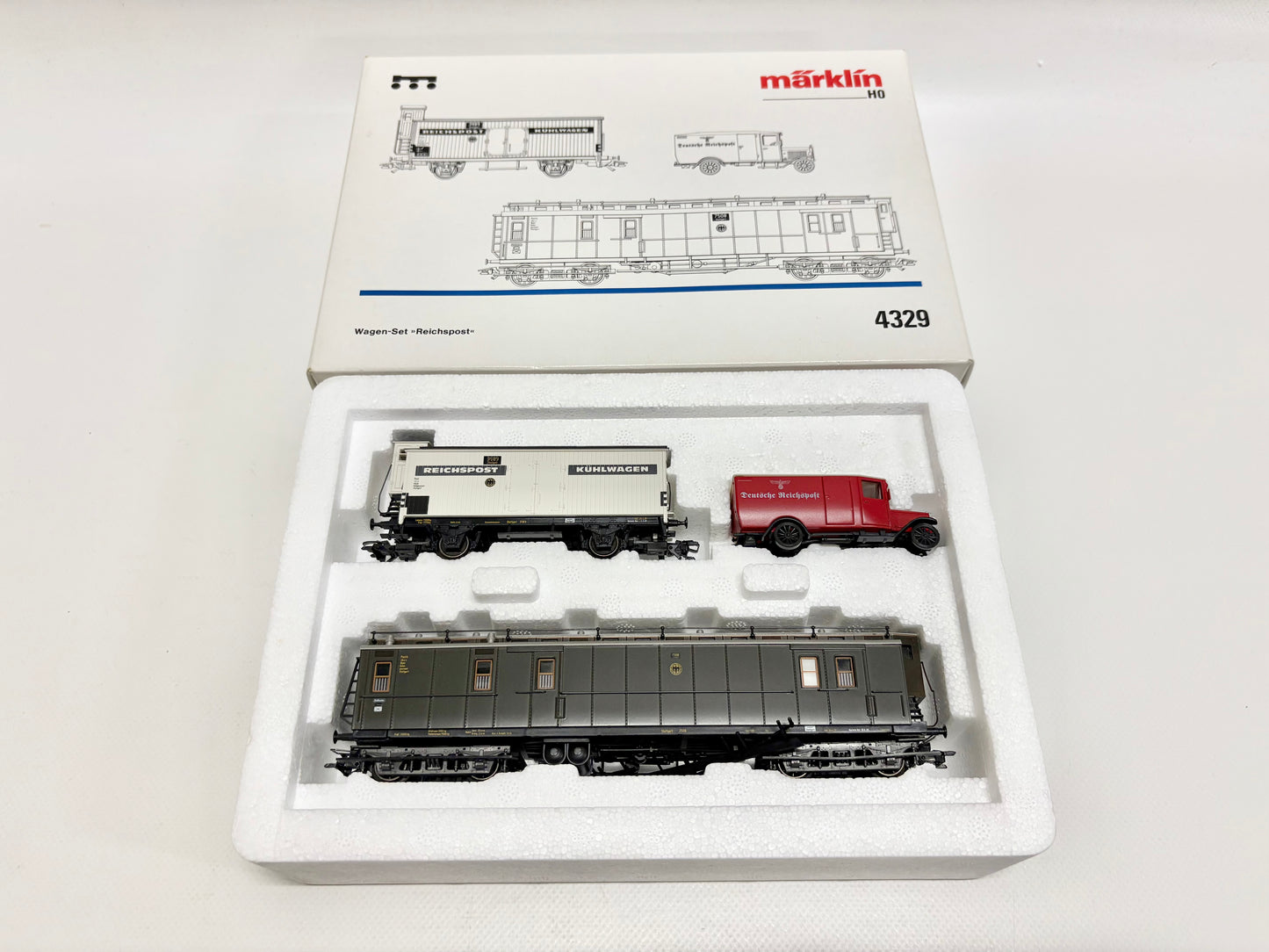 Märklin 4329 Wagen-Set Reichspost Güterwagen DR AC H0