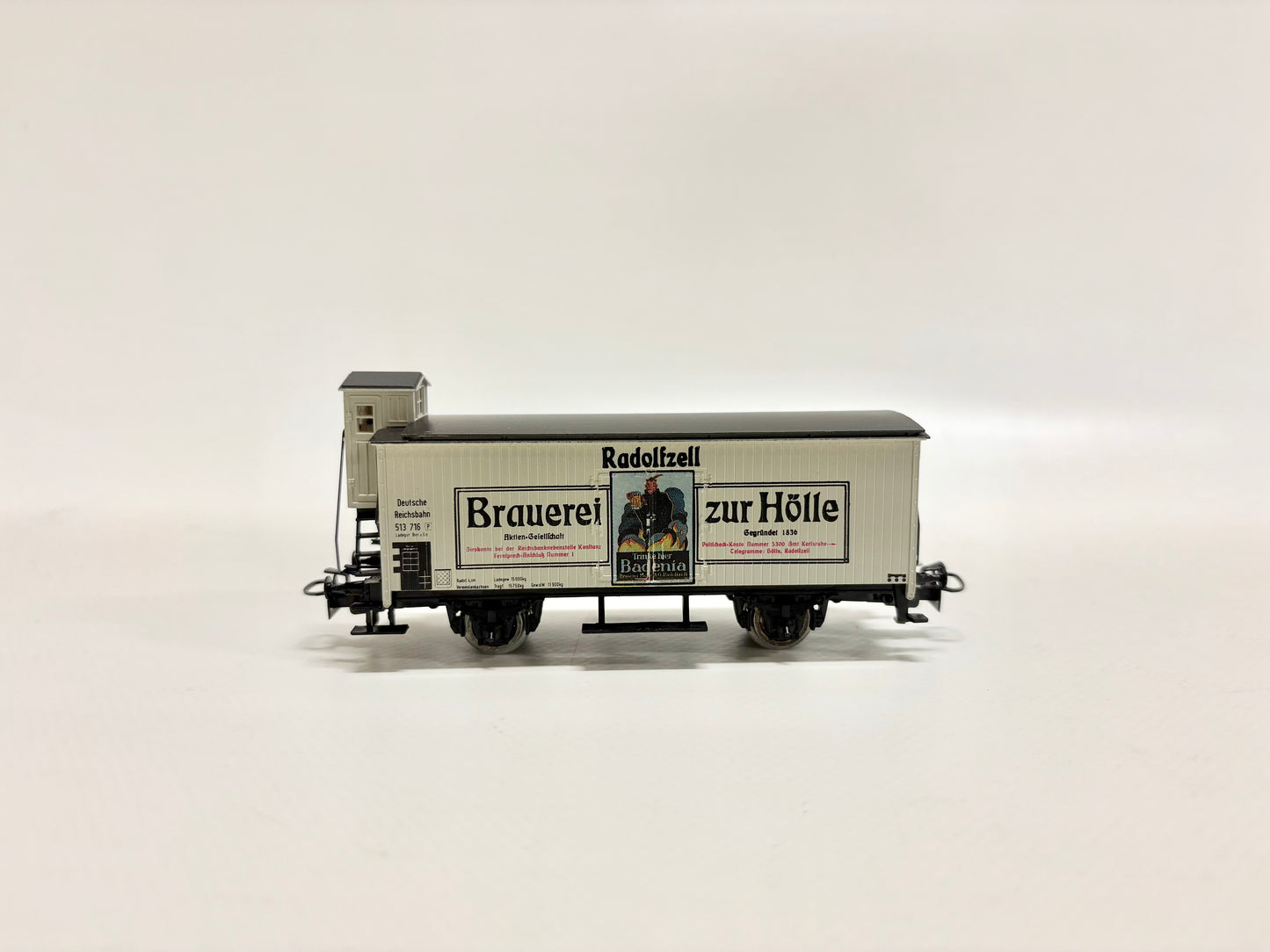 Märklin 84680 SoMo Gedeckter Güterwagen mit Bremserhaus Brauerei zur Hölle Radolfzell DR AC H0