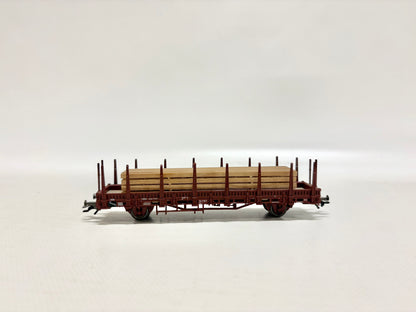 Roco Güterwagen Rungenwagen mit Holzladung ÖBB DC H0