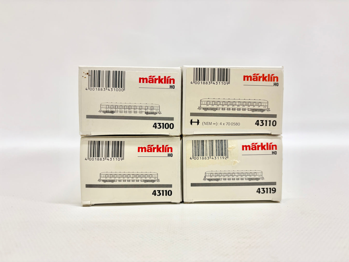 Märklin 43100 43110 43119 4x Abteilwagen Personenwagen DB AC H0