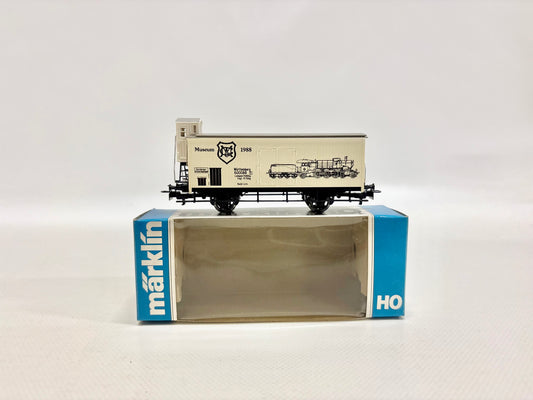 Märklin Museumswagen 1988 Gedeckter Güterwagen mit Bremserhaus K.W.St.E. H0