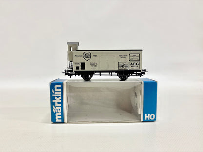 Märklin Museumswagen 1987 FEHLDRUCK Gedeckter Güterwagen mit Bremserhaus K.W.St.E. H0