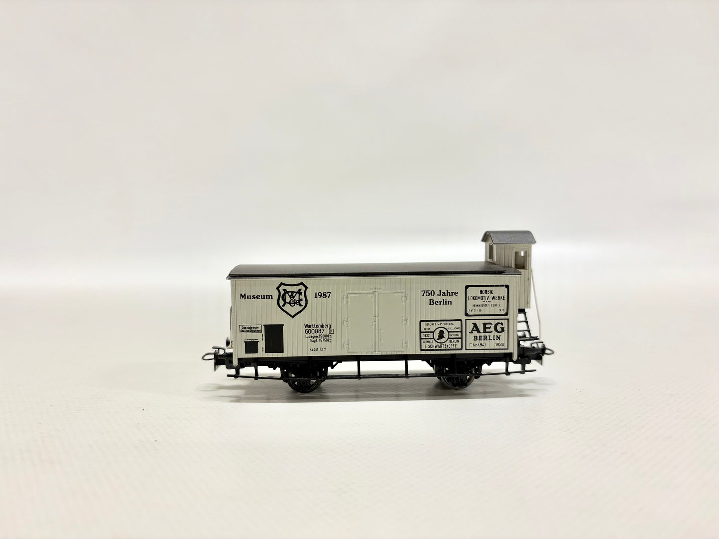 Märklin Museumswagen 1987 FEHLDRUCK Gedeckter Güterwagen mit Bremserhaus K.W.St.E. H0