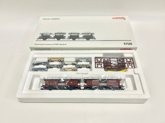Märklin 47126 Wagen-Set Autotransportwagen beladen mit 8 Mercedes-Benz-PKW Güterwagen OVP