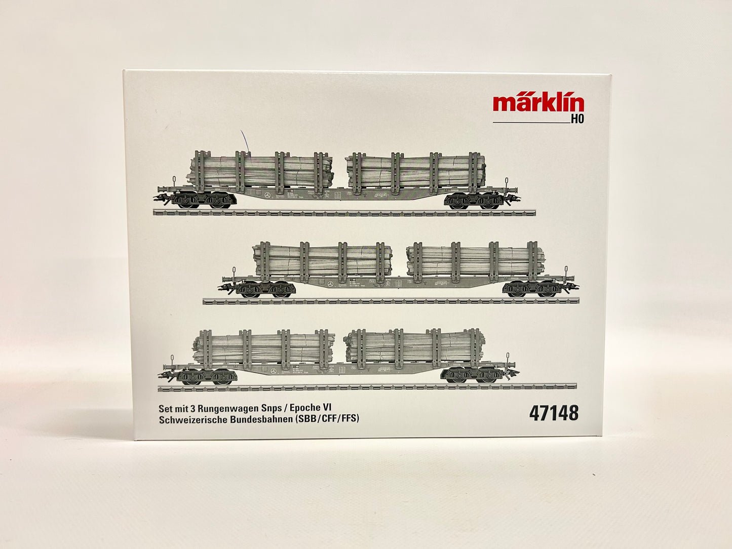 Märklin 47148 Wagen-Set Rungenwagen Snps mit Holzladung Güterwagen SBB AC H0
