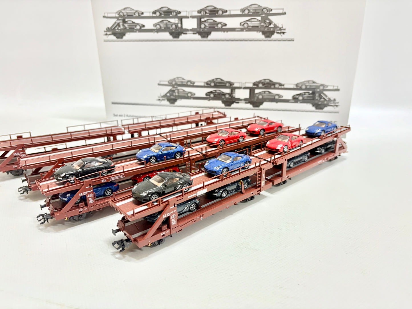 Märklin 47125 + 2 zusätzliche Wagen, Wagen-Set Porsche Autotransportwagen BASTLER DB AC H0