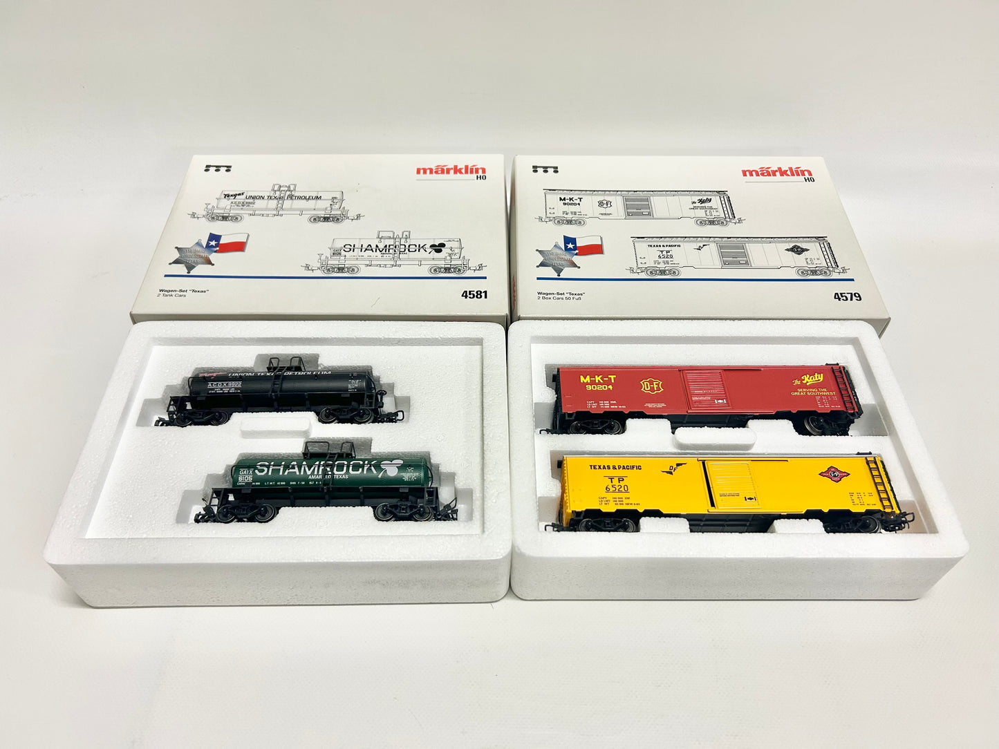 Märklin 4581 & 4579 Wagen-Sets Texas USA Güterwagen H0