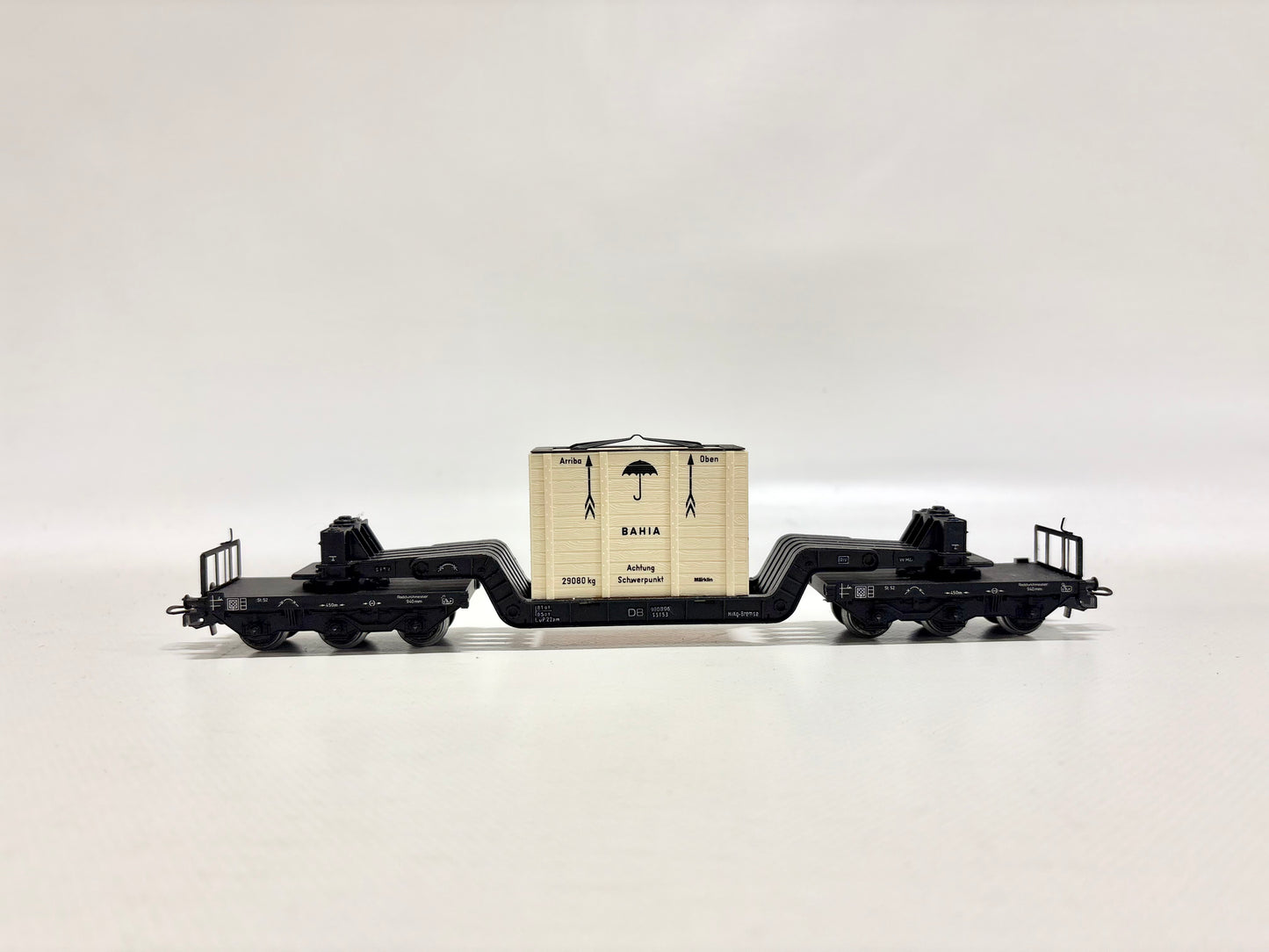 Märklin 4618 Güterwagen Schwerlastwagen mit Transportkiste DB AC H0