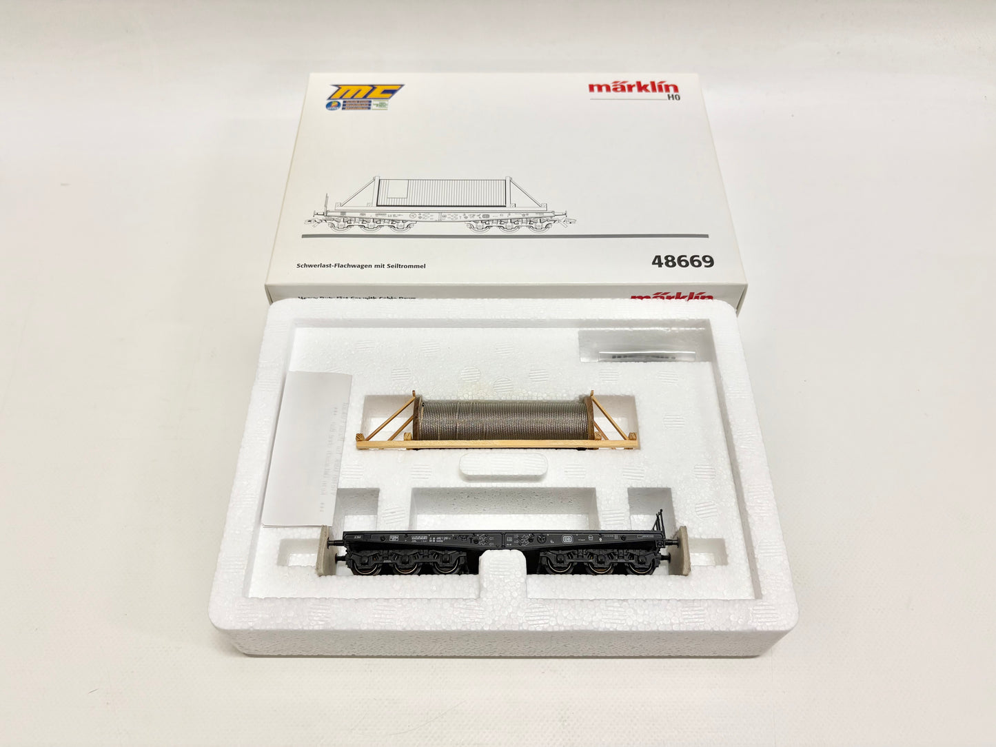 Märklin 48669 Schwerlast-Flachwagen mit Seiltrommel DB AC H0