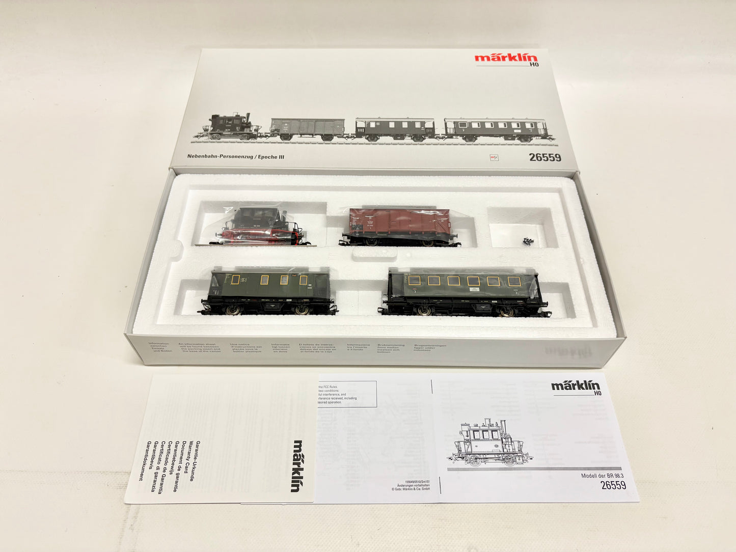 Märklin 26559 Mfx-Digital Nebenbahn Personenzug mit Dampflok Br 98 318 "Glaskasten" DB AC H0