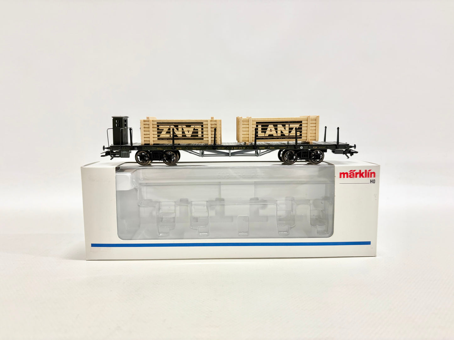 Märklin 46281 Flachwagen mit LANZ-Überseekisten K.Bay.Sts.B AC H0