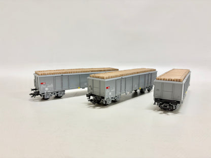Märklin 3x Offener Güterwagen mit Holzladung vierachsig SBB AC H0