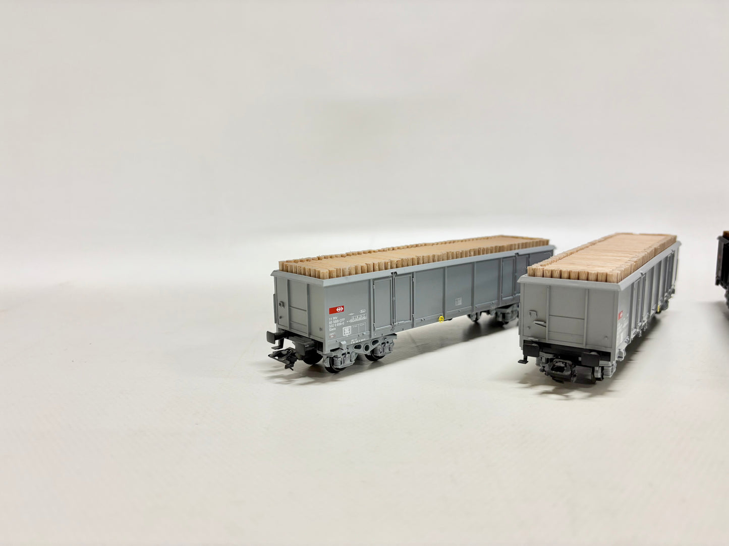 Märklin 3x Offener Güterwagen mit Holzladung vierachsig SBB AC H0