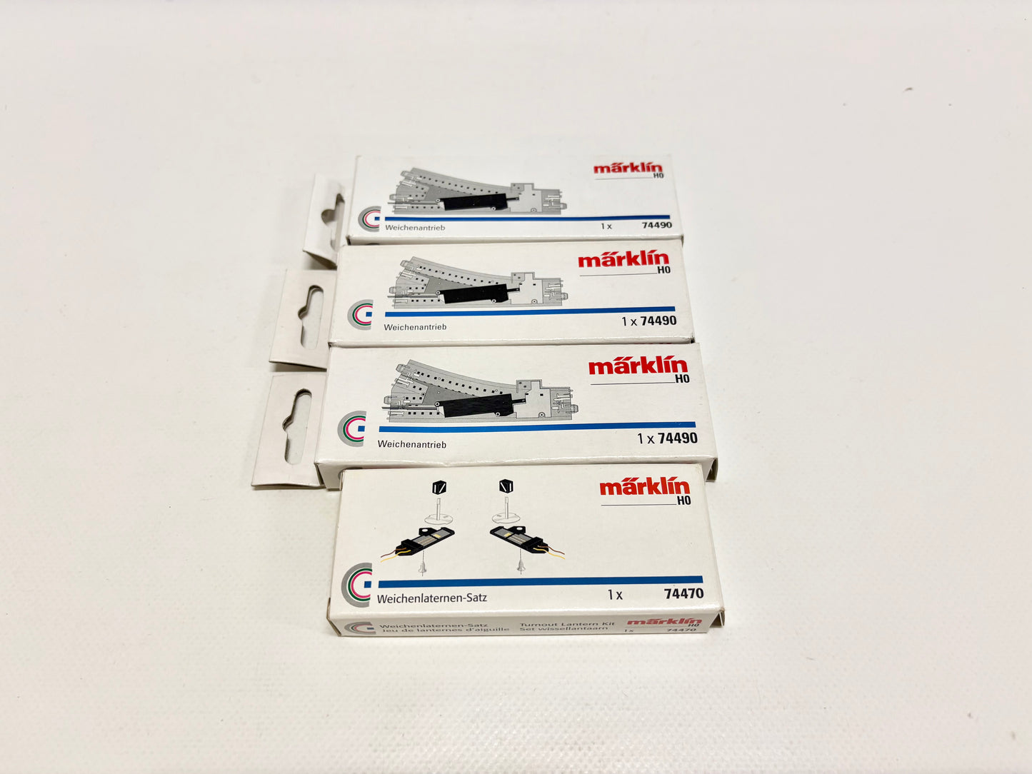 Märklin 74490 + 74470 Weichenantriebe + Beleuchtungs-Set C-Gleis AC H0
