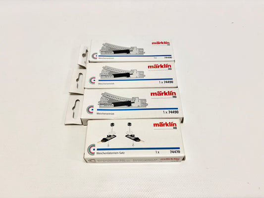 Märklin 74490 + 74470 Weichenantriebe + Beleuchtungs-Set C-Gleis AC H0