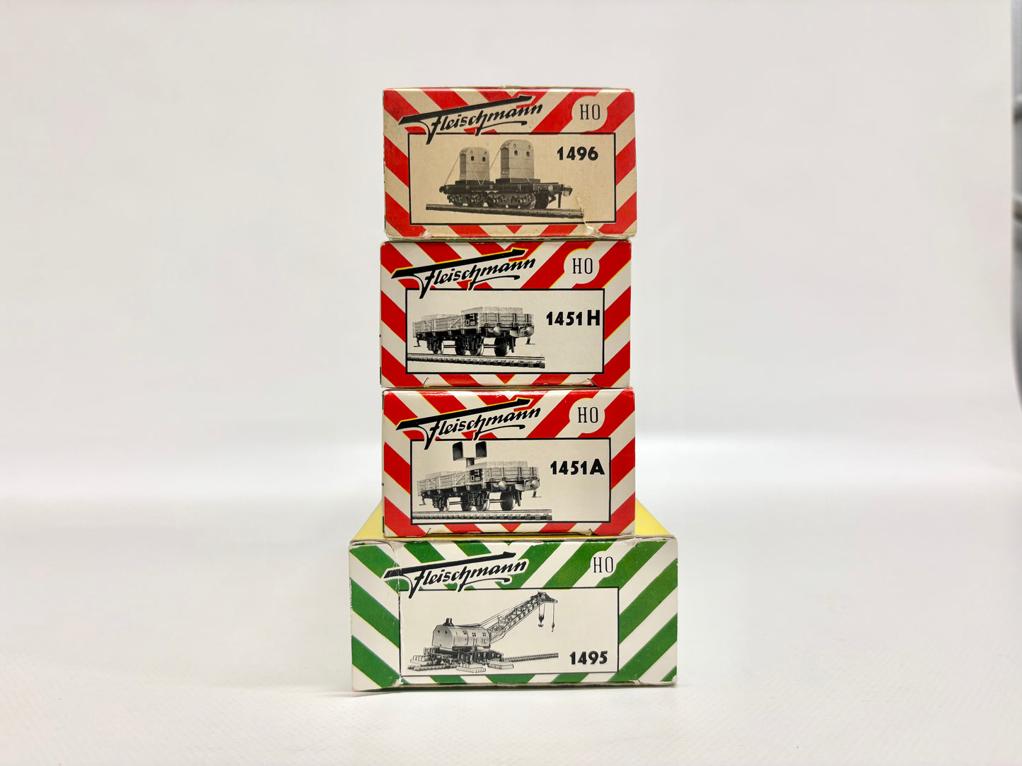 Fleischmann 1495 1496 1451H 1451A Krupp-Ardelt Dampfkran-Zug DB H0